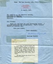 BR to Adelaide Agnostics Society, 1963/08/21