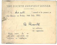 BR to Erewhon Dinner (Festing Jones), 1911/07/14*